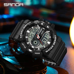 SANDA Jovens Esportes Coloridos Esportivos Frios À Prova D'água Personalizados Digitais LED Homens Assistir Presente Tiktok Mesmo Estilo SD3310-4