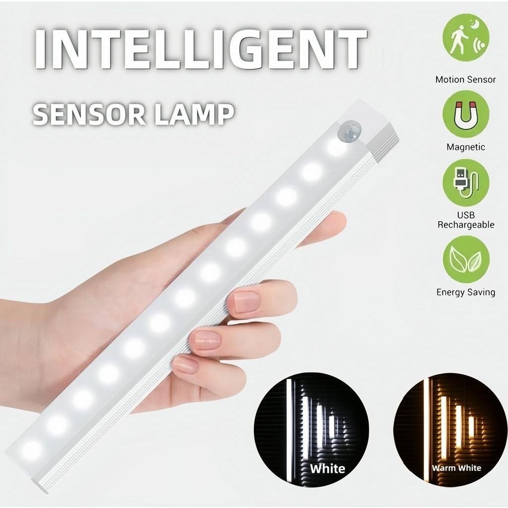 Sensor De Movimento Sem Fio Inteligente Luz De LED De Noite Para Armário De USB TYPE-C Recarregável