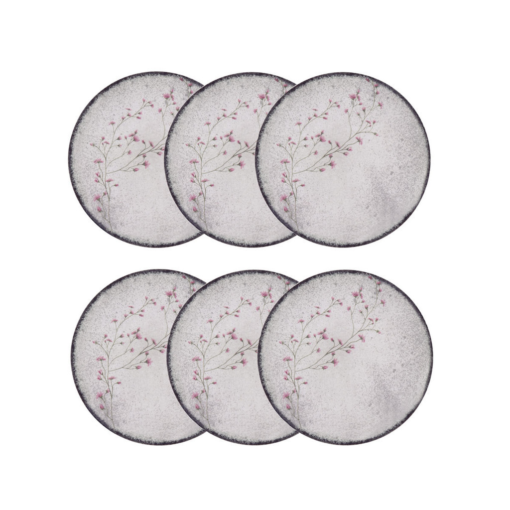 Prato Raso de Porcelana Decorada Floralis 25cm 6un - Tramontina 96950/231 em Oferta na Shopee