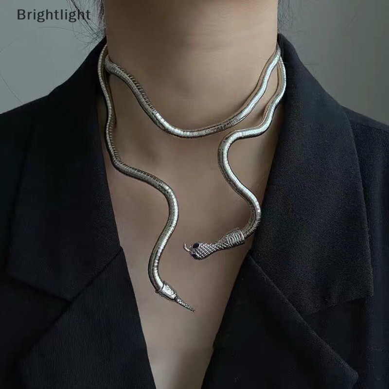 [Brightlight] Gargantilha Punk Gothic Snake Necklace Bracelet Ajustável Pulseira De Cobra Flexível Colar De Embrulho Jóias Multiuso Para Mulheres [BR]