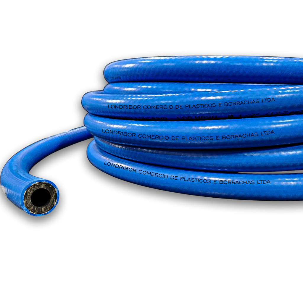 Rolo de 50 Metros Mangueira Lava Auto Premium PVC Borracha Reforçada Jato 1/2 3000 PSI Londribor