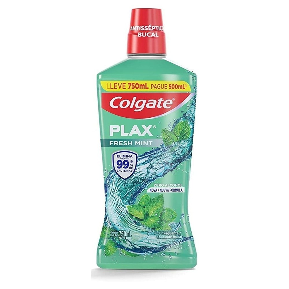 Enxaguante Antisseptico Bucal Colgate Plax Fresh Mint Sem Alcool Leve 750ml Pague 500ml em Oferta na Shopee