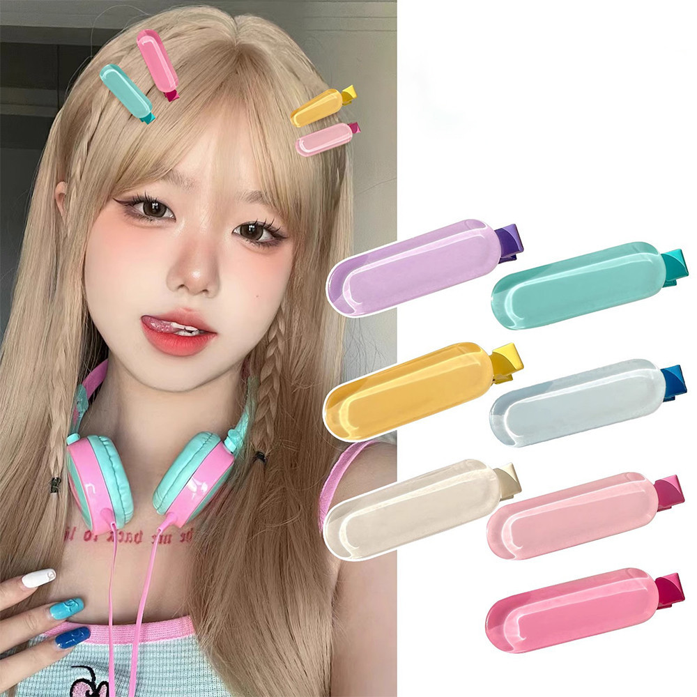 Verão Menina Colorida Geléia Doce Oval Clipe Versátil Acessório De Cabelo Sem Rastros