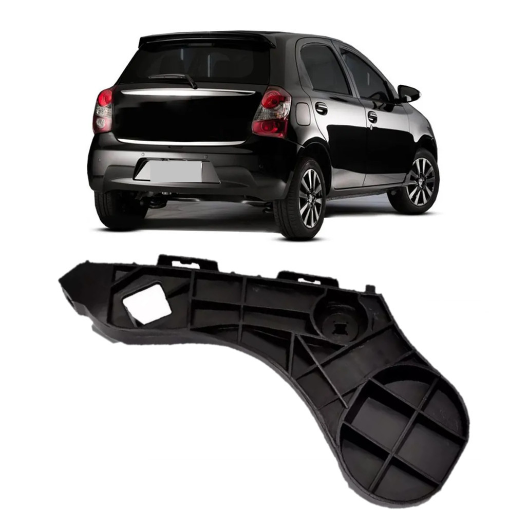 Suporte Guia Parachoque Traseiro Etios Hatch 2013 2014 2015 2016 2017 2018 2019 2020 2021 2022 Preto Direito