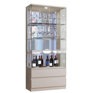 Cristaleira 2 Portas De Vidro 2 Gavetas E 3 Prateleiras Off White em Oferta na Shopee