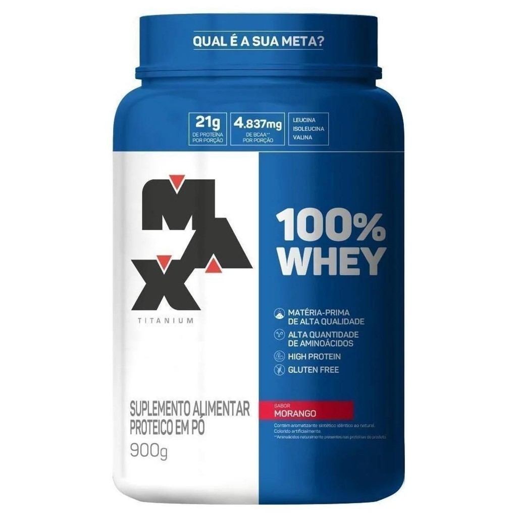 100% Whey Pote 900g  V01 Max Titanium em Oferta na Shopee