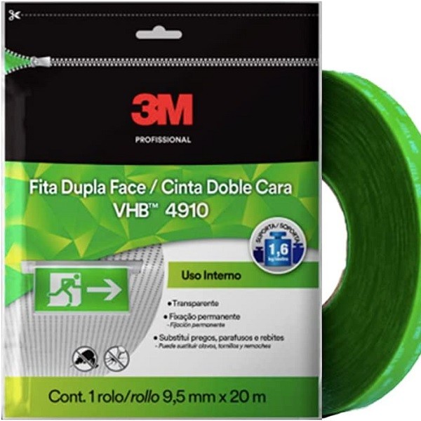 Fita Dupla Face 3M VHB 9,5MM X 20M 4910