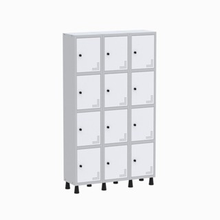 Armário Locker Guarda Volume Aço Light 12 Portas 103,5x179,5cm Cinza/Branco em Oferta na Shopee