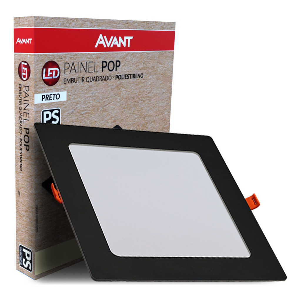 Painel De Embutir 18w Led Quadrado Preto 3000k A 6500k Avant em Oferta na Shopee