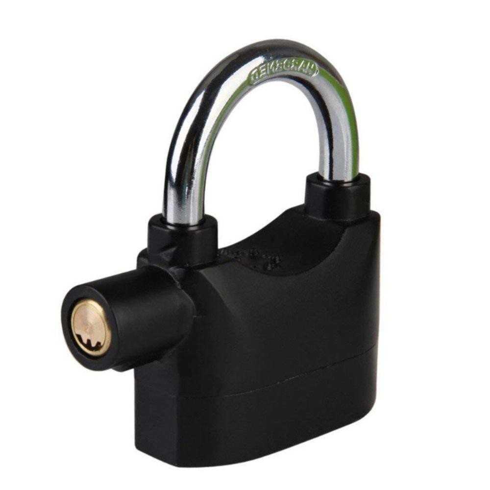 CADEADO COM ALARME SIRENE ANTI FURTO 110DBA SOM ALTO TRAVA SONORO BIKE MOTO PORTAO