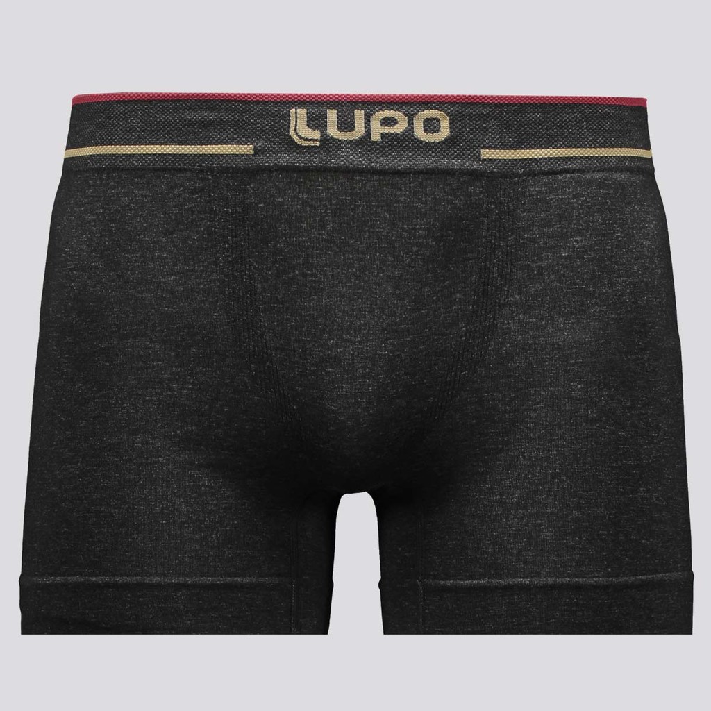 Cueca Boxer Lupo Microfibra Sem Costura Preta Mescla