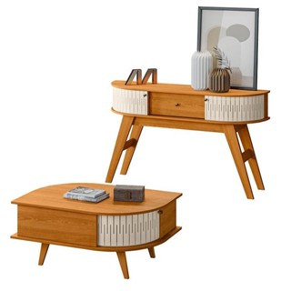 Aparador Estoril E Mesa De Centro Indianápolis Cinamomo Off White - Madetec em Oferta na Shopee