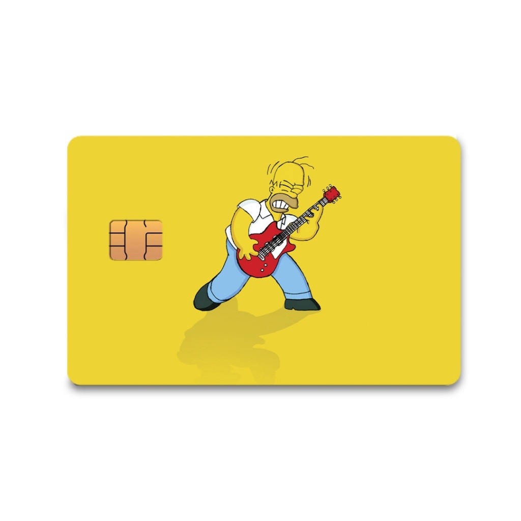 Skin Adesiva Homer Guitarra Adesivo Para Cartão de Crédito e Débito Adesivo Removível 1 Unidade Frente