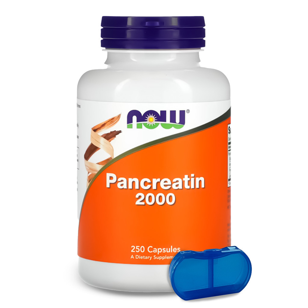 Pancreatina 200mg Now Foods 250 Cáps + Porta Cápsulas - Health