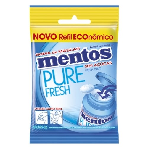 Goma De Mascar Refil Pure Fresh Mentos Menta 56g