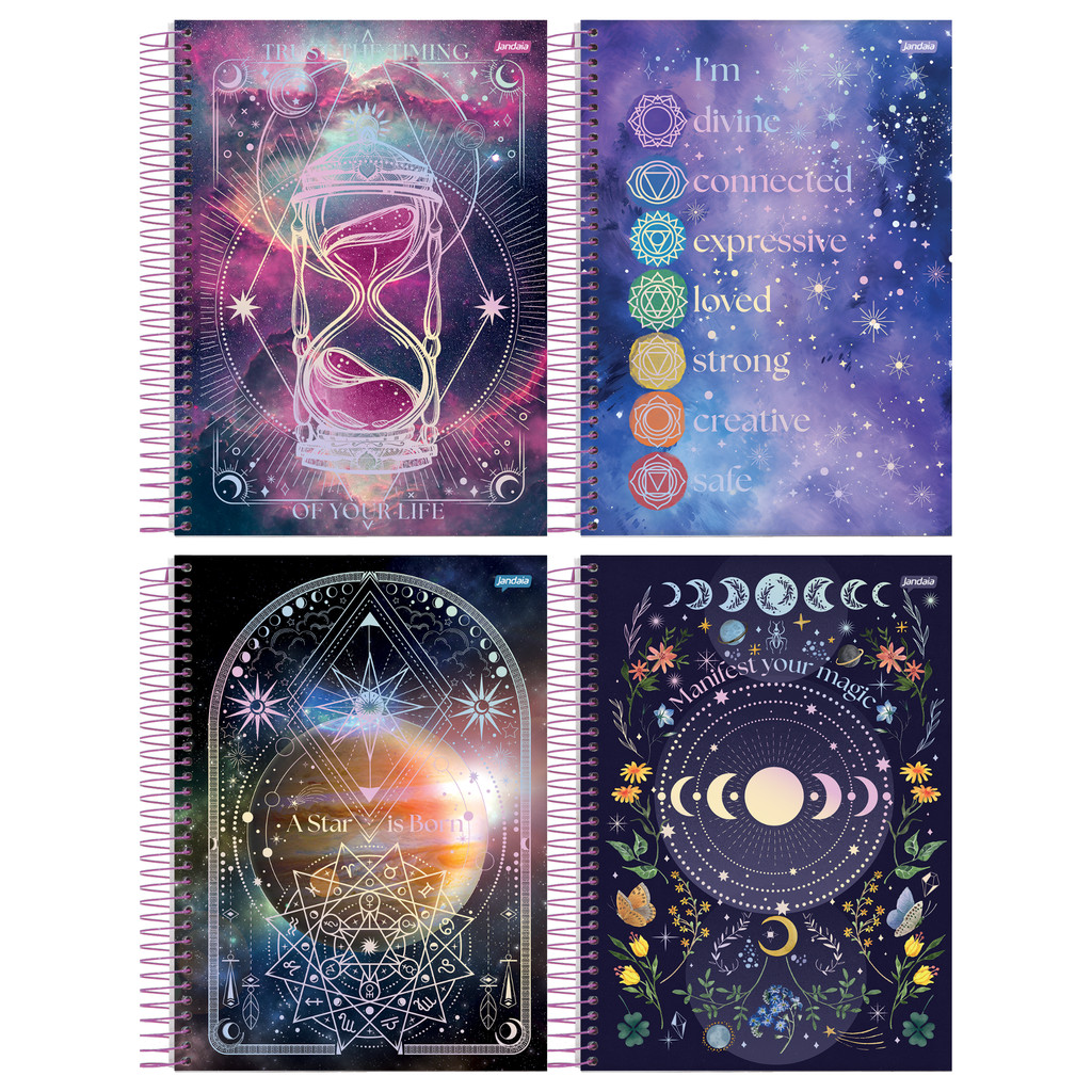 Caderno Universitário Capa Dura 1 Matéria 80 Folhas Mystic Jandaia - Pacote Com 4 Unidades