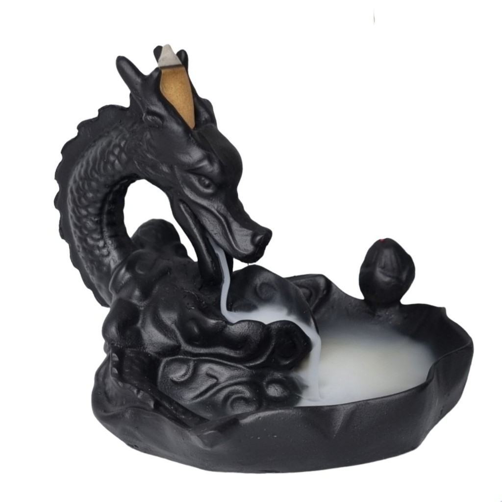 Imagem Porta Incenso Dragão Incensario Cascata Aromatizador Cascata de Fumaça
