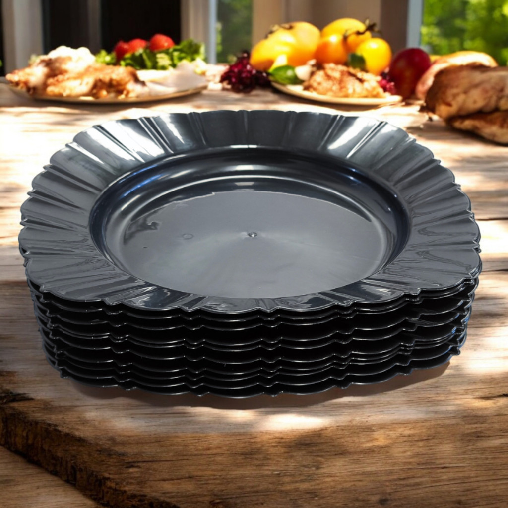 Kit 10 Pratos Plástico Quadrado Fundo Refeição Festa Churrasco Petiscos Reutilizável Resistente