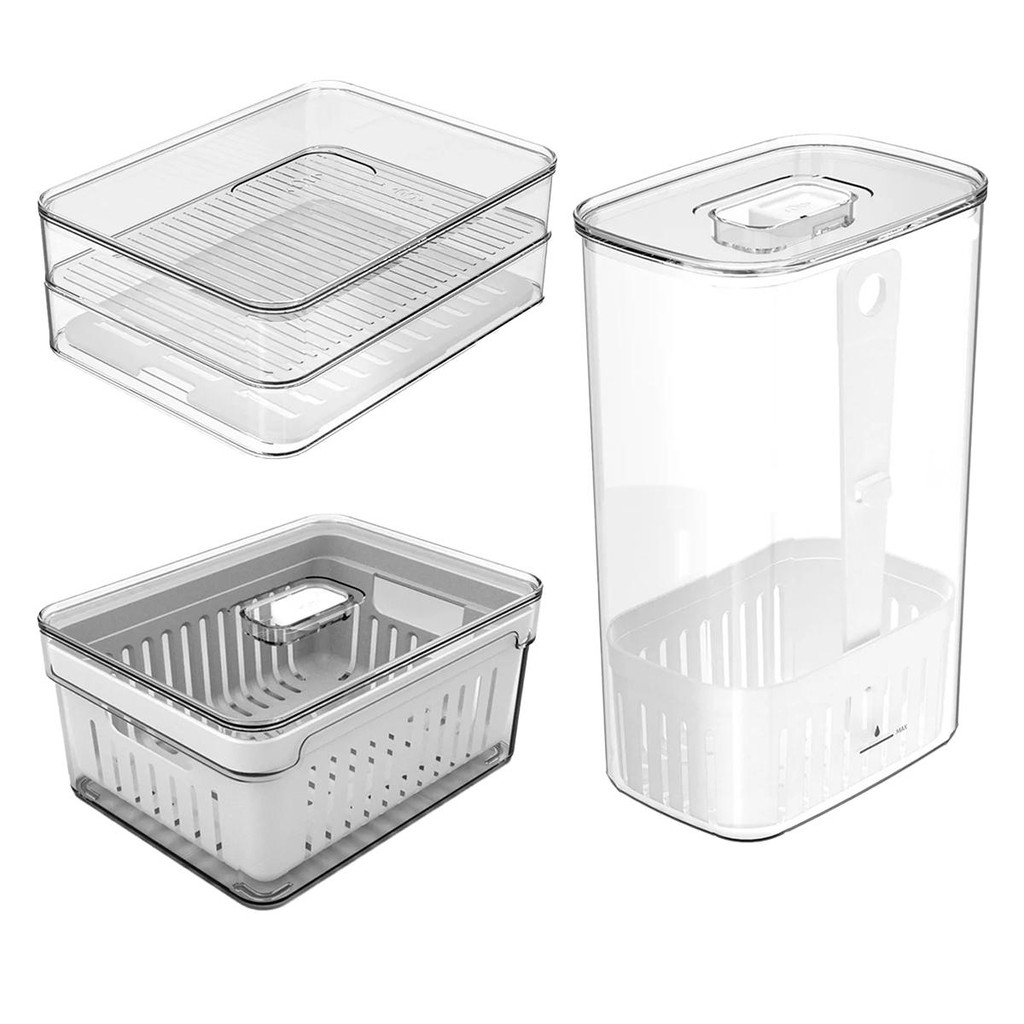 Kit Geladeira Organizador 2,2L + Porta Frios Duplo + Organizador de Temperos 2,3L KTE146 - Ou em Oferta na Shopee