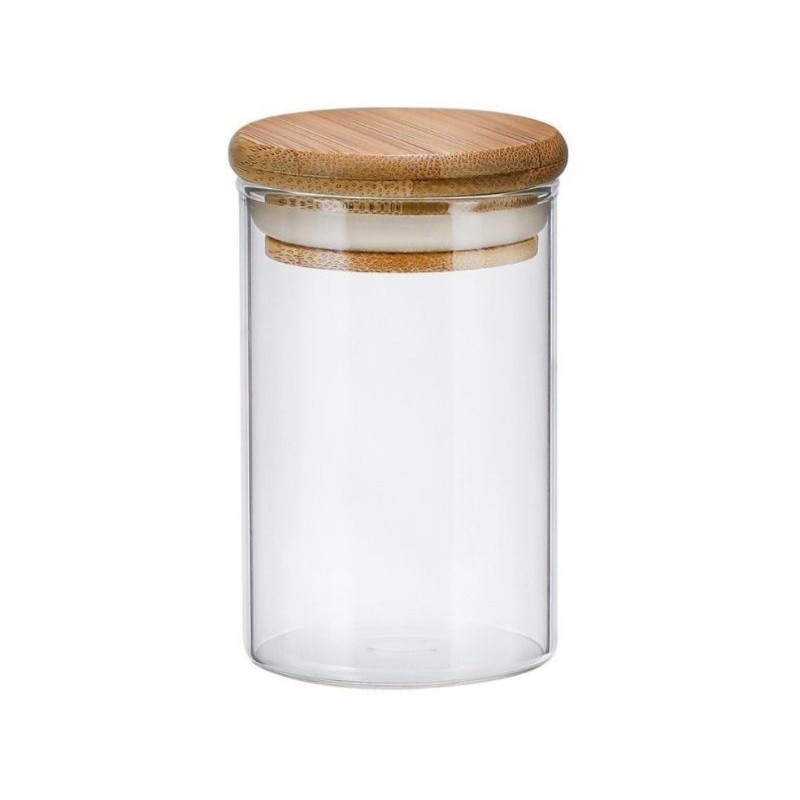 Pote de Vidro Hermético com Tampa de Bambu 9 x10cm - 450ml em Oferta na Shopee