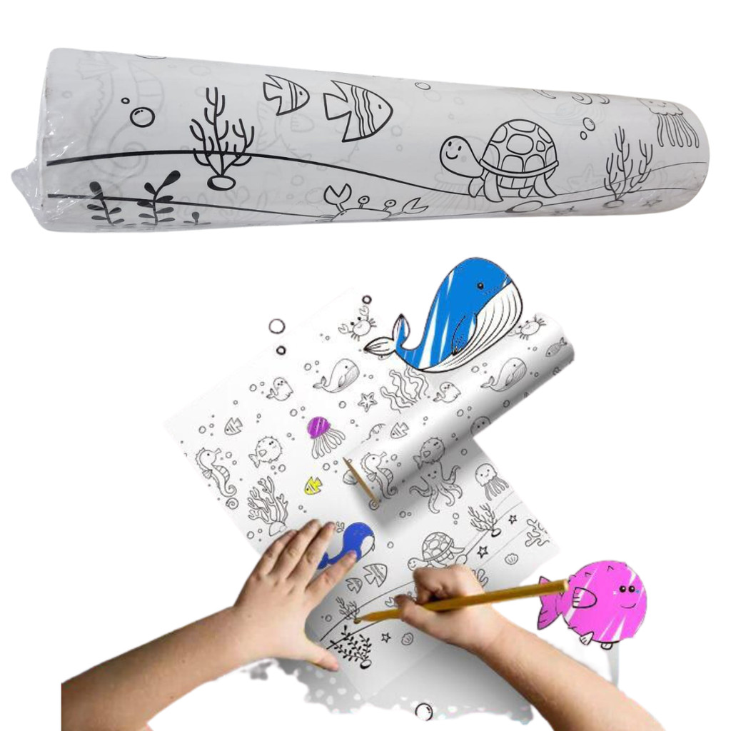 Bobina De Papel Para Colorir E Pintar Infantil Rolo com 50M