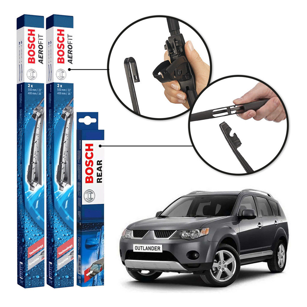 Kit 3 Palhetas Diant + Traseira Bosch Outlander 2007 A 2012