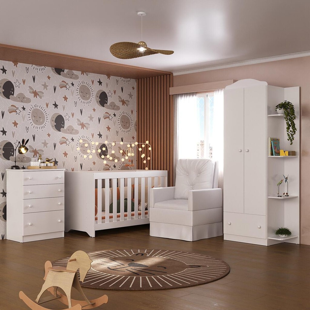 Quarto Infantil Completo com Poltrona de Amamentação Multimóveis MP4074 - Mom & Baby