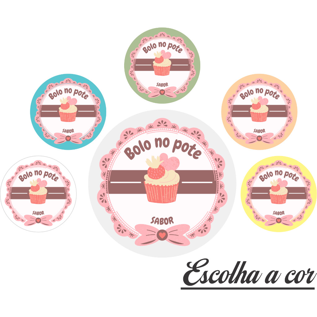 50 100 150 200 UNIDADES ADESIVO ETIQUETA TAG REDONDO 3,5 CM BOLO DE POTE MODELO 2 A PROVA DE AGUA  AUTO ADESIVA UNIDADES PARA EMBAGENS CAIXAS SAQUINHO PAPEL TERMICO POTES E POTES DE GELADEIRA