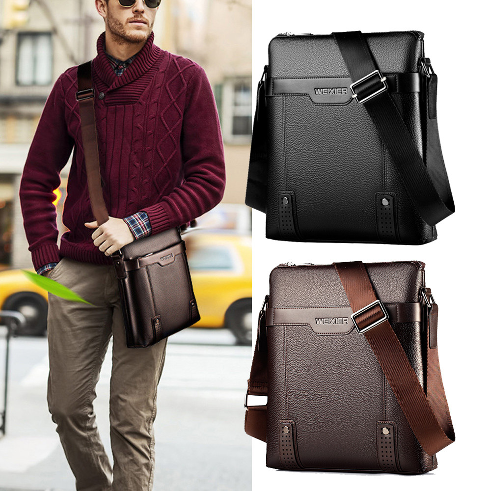 Nova bolsa de ombro masculina de couro, bolsa de mensageiro de grande capacidade, pasta em Oferta na Shopee