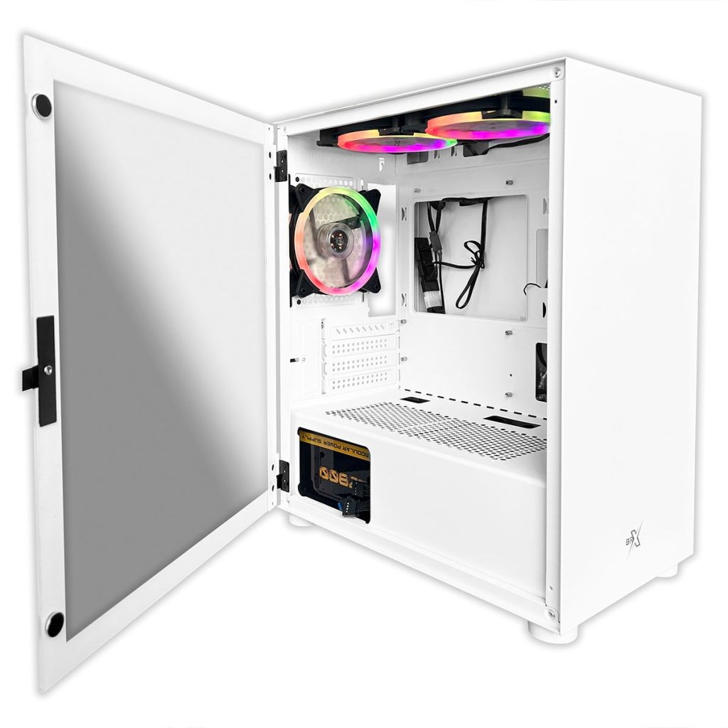 Gabinete Gamer BRX Blazer White, Lateral em Vidro Temperado, 3 Fans, Branco - CA-035