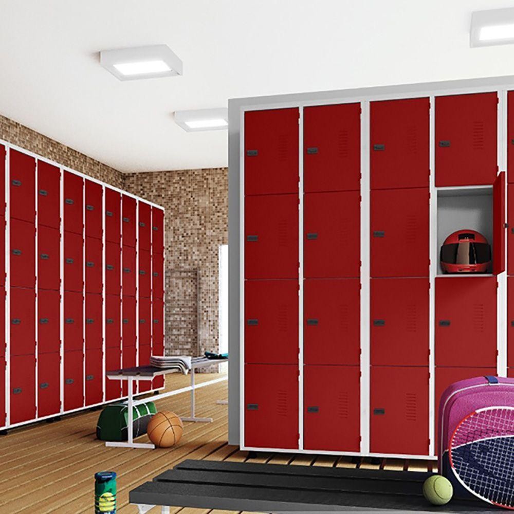 Armário Roupeiro Aço 16 Portas Trinco Vermelho