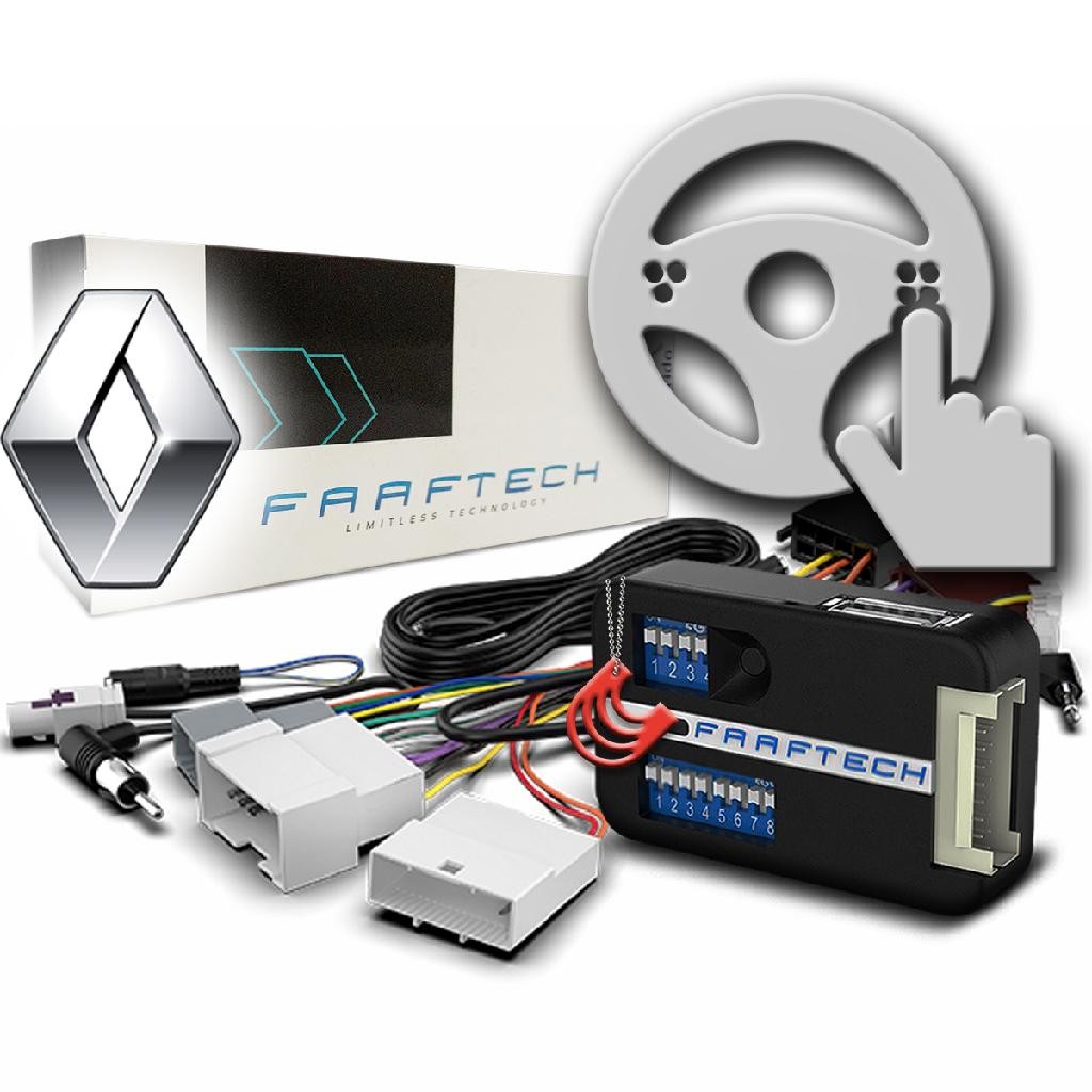 Interface Controle Comando Volante + Chicote Adaptador Conector Ligação Renault - Faaftech FT-SW-RN