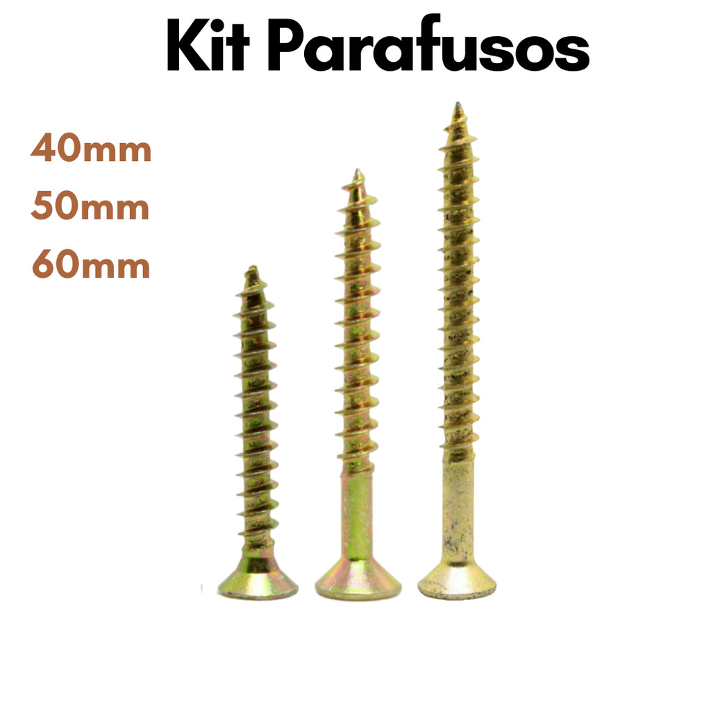 Kit Parafuso para Madeira 40mm 50mm 60mm Philips Chipboard Marcenaria MDF Artesanato Parafusos para Móveis