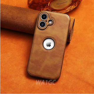 Capa De Couro PU Marrom De Alta Qualidade Com Logotipo Exposto Para iPhone 16 15 14 11 12 13 Pro Max À Prova De Choque em Oferta na Shopee