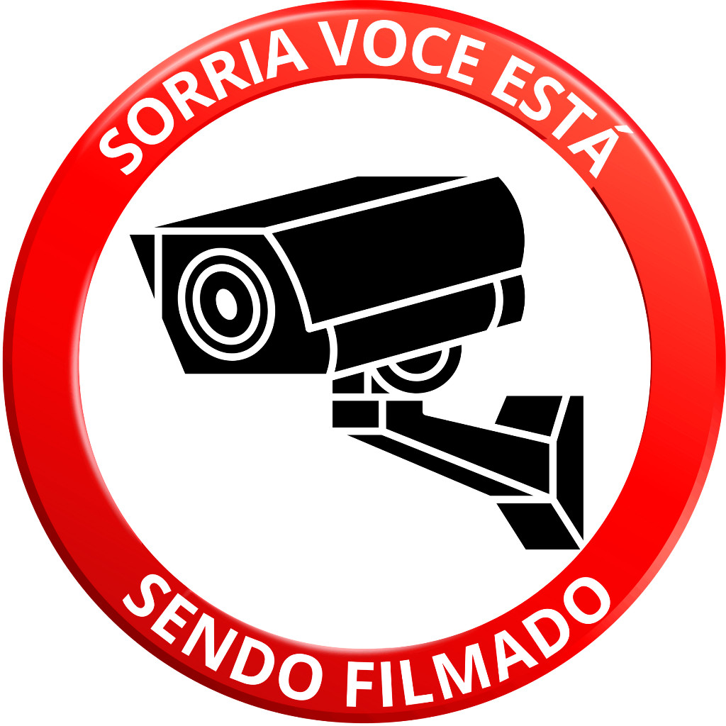 ADESIVO PLACA AVISO SINALIZAÇÃO ATENÇÃO SORRIA VOCE ESTA SENDO FILMADO  REDONDA 10 CM 15 CM OU 20 CM DIAMETRO ADESIVO AUTO COLANTE AMBIENTE INTERNO E EXTERNO FACIL APLICAÇÃO A PROVA DE AGUA LOJA COMERCIO INDUSTRIA ESCRITORIO BAR RESTAURANTE  RESIDENCIA
