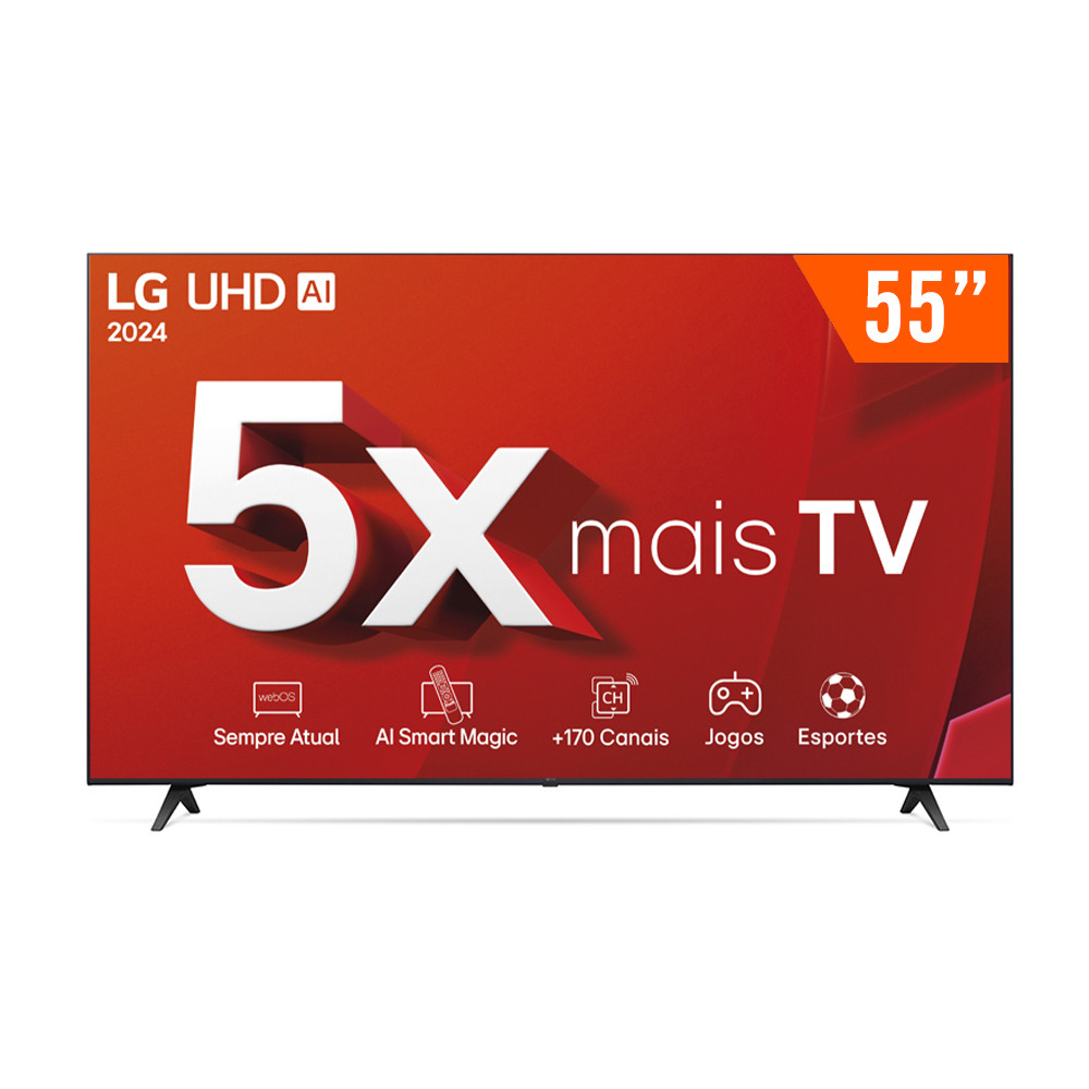 Smart TV LED 55" Ultra HD 4K LG 55UT8050PSA ThinQ AI Alexa HDR10 3 HDMI 2 USB Wi-Fi Bluetooth