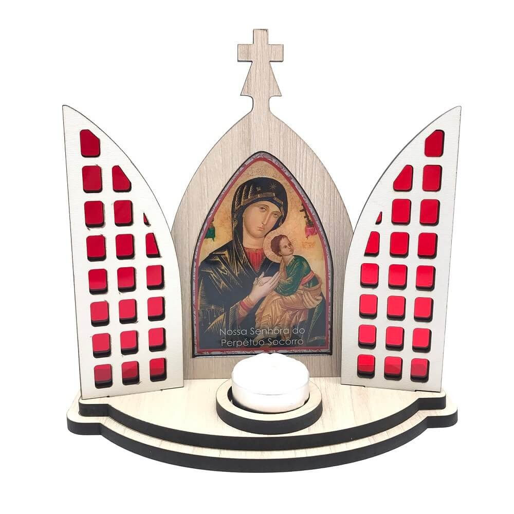 Capela Oratório Nossa Senhora do Perpétuo Socorro Vitral Com Porta Vela