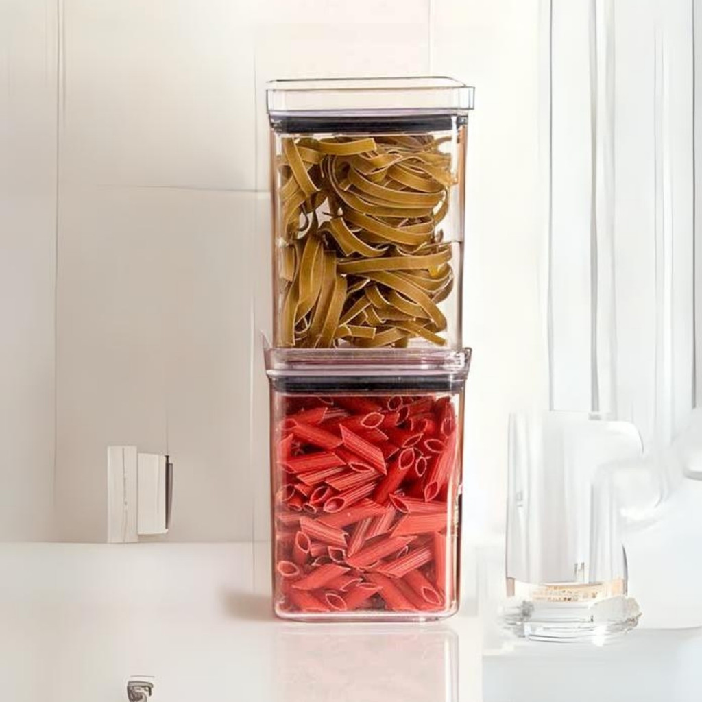 Potes Hermético Recipientes Para Mantimentos Acrílico Arroz Feijão Transparente Alimentos Empilhável Dispensa