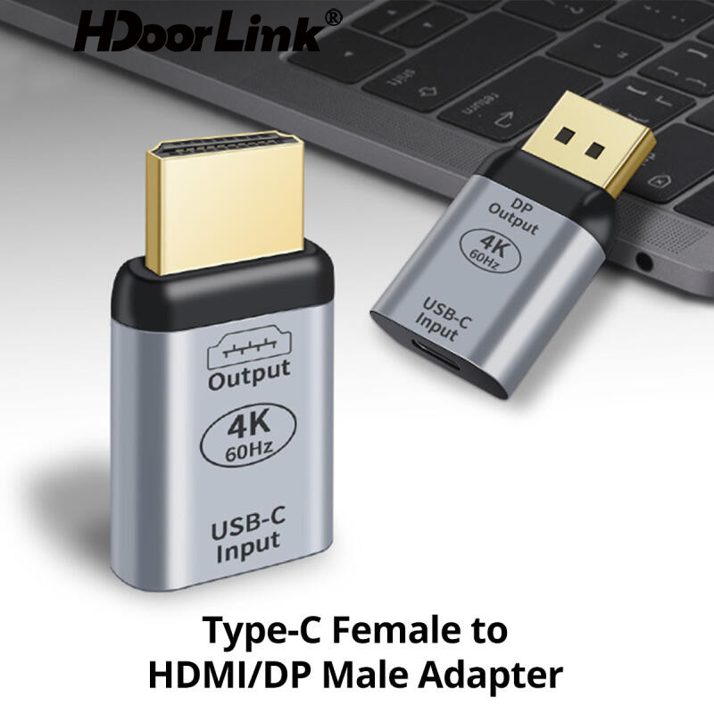 HdoorLink USB Tipo C Fêmea Para HDMI/DP Macho Adaptador 4K 60Hz Thunderbolt 3 Portátil Telefone-Conversor