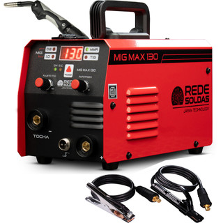 Maquina Aparelho Inversor de Solda Mig MAX 130 Amperes Sinergico Tig Eletrodo RedeSoldas em Oferta na Shopee