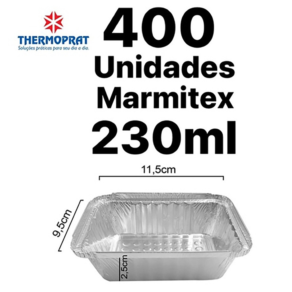 400 Bandejas Marmitex 230ml de Alumínio Thermoprat – Embalagens Práticas para Delivery e Festas