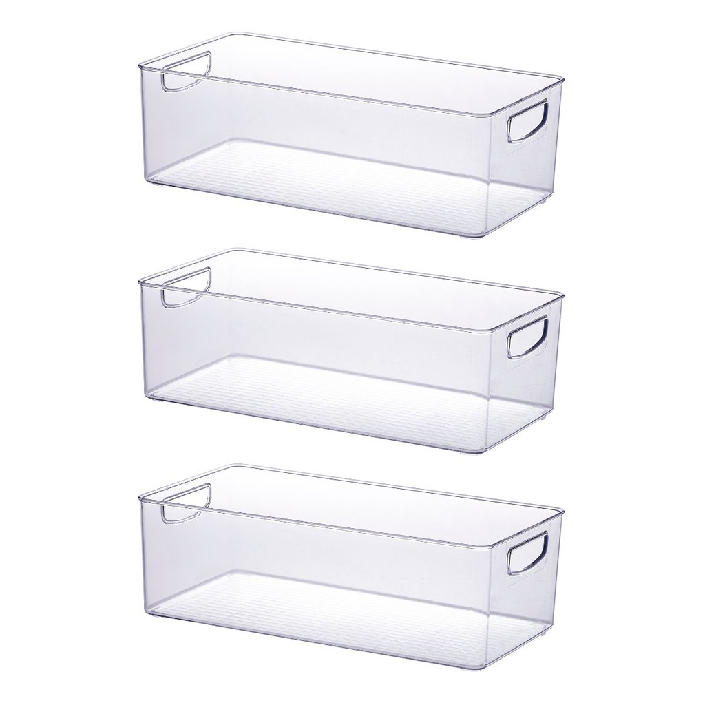 Organizador Geladeira Cozinha Acrílico 40x21x13 Cm Kit 3 Un Cor Transparente em Oferta na Shopee