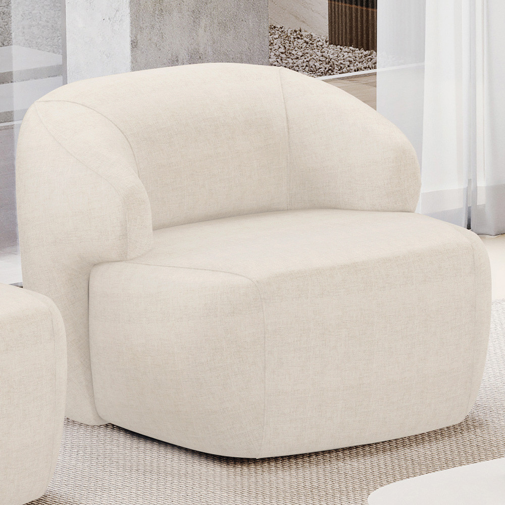 Poltrona Decorativa Fixa Orgânica Para Sala Living Barolo L06 Linho Mescla - Lyam Decor em Oferta na Shopee