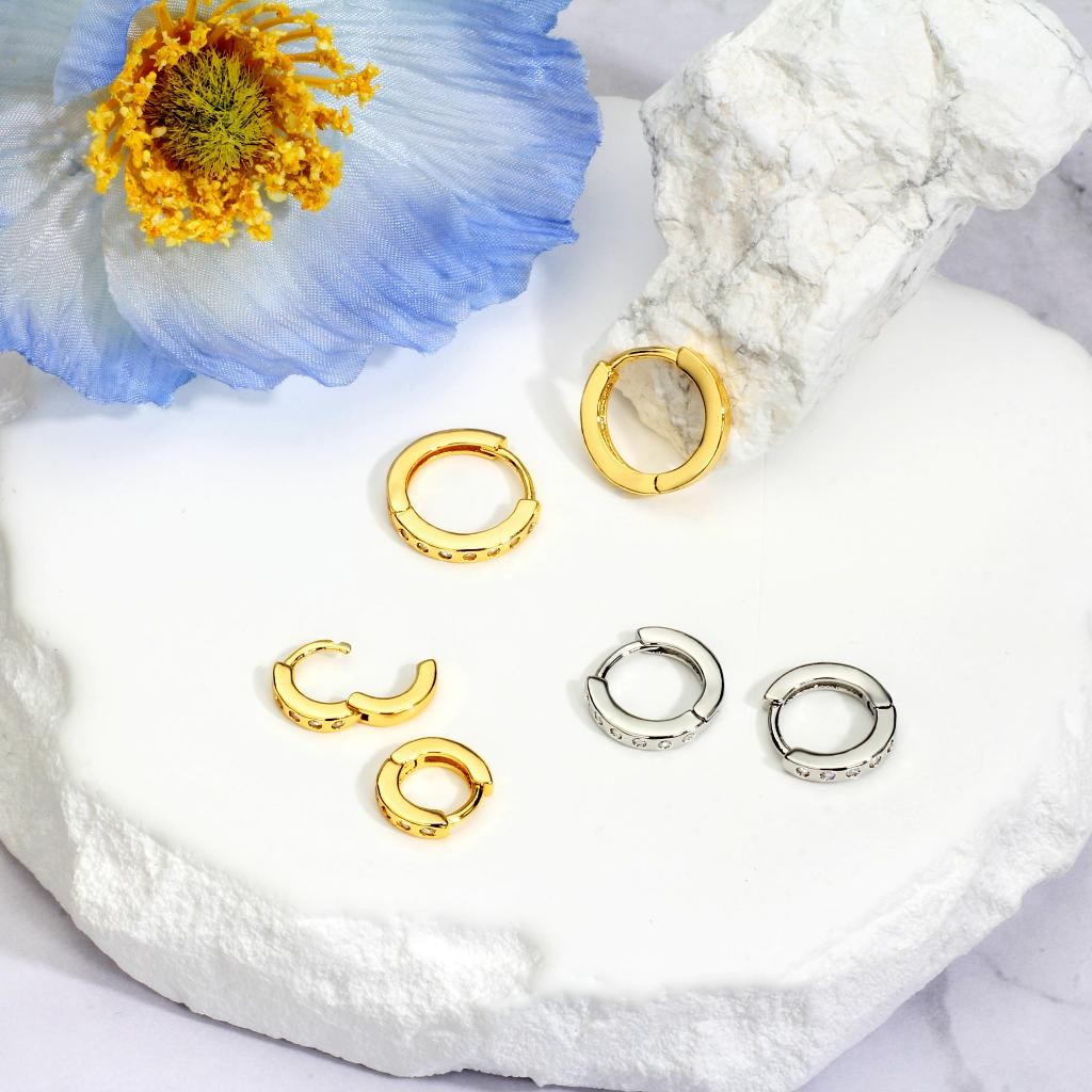 Argola Delicado Elegante Antialérgico Folheado Ouro 18k a Platina Zircônia Cravejada em Oferta na Shopee