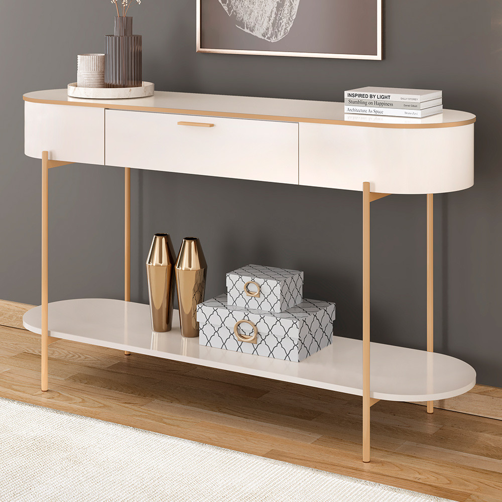 Aparador Para Sala De Estar Orgânico Industrial Beca D05 Off White - Lyam Decor em Oferta na Shopee