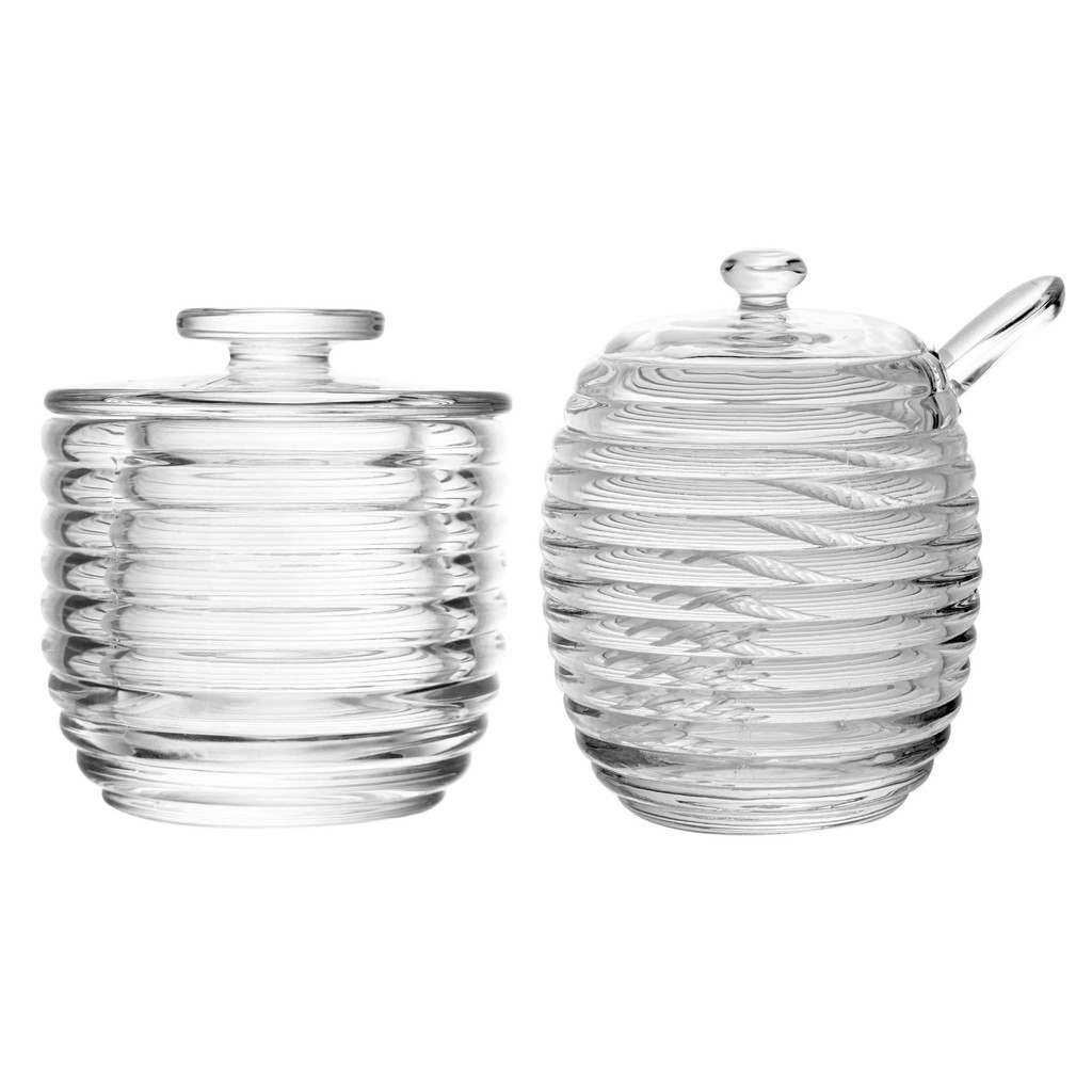 Conjunto de Manteigueira Francesa e Açucareiro de Cristal Colmeia - Lyor