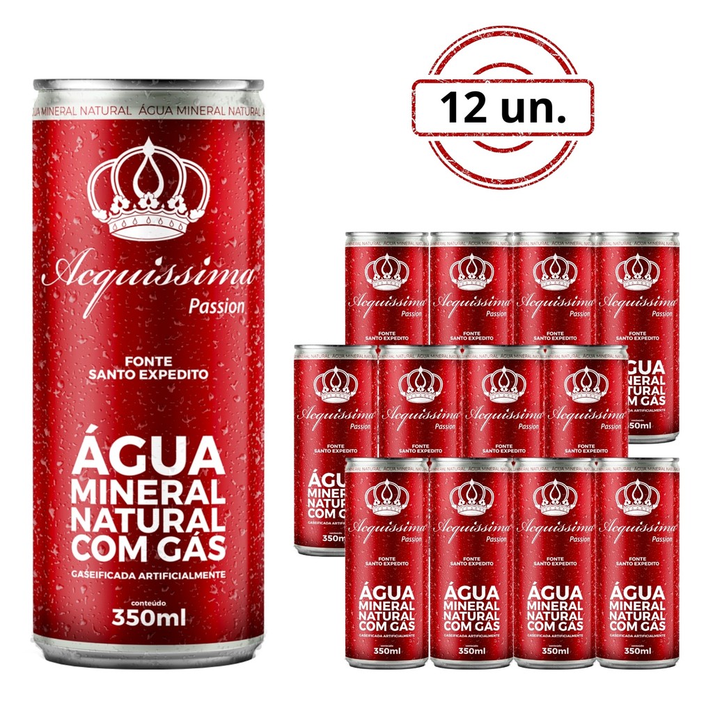 Kit 12 Águas com Gás Acquíssima 350 ml Hidratação Sofisticada da Fonte Santo Expedito