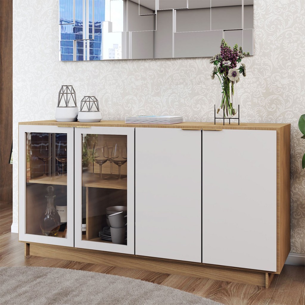 Balcão Buffet Spazio 4 Portas com Vidro em Oferta na Shopee