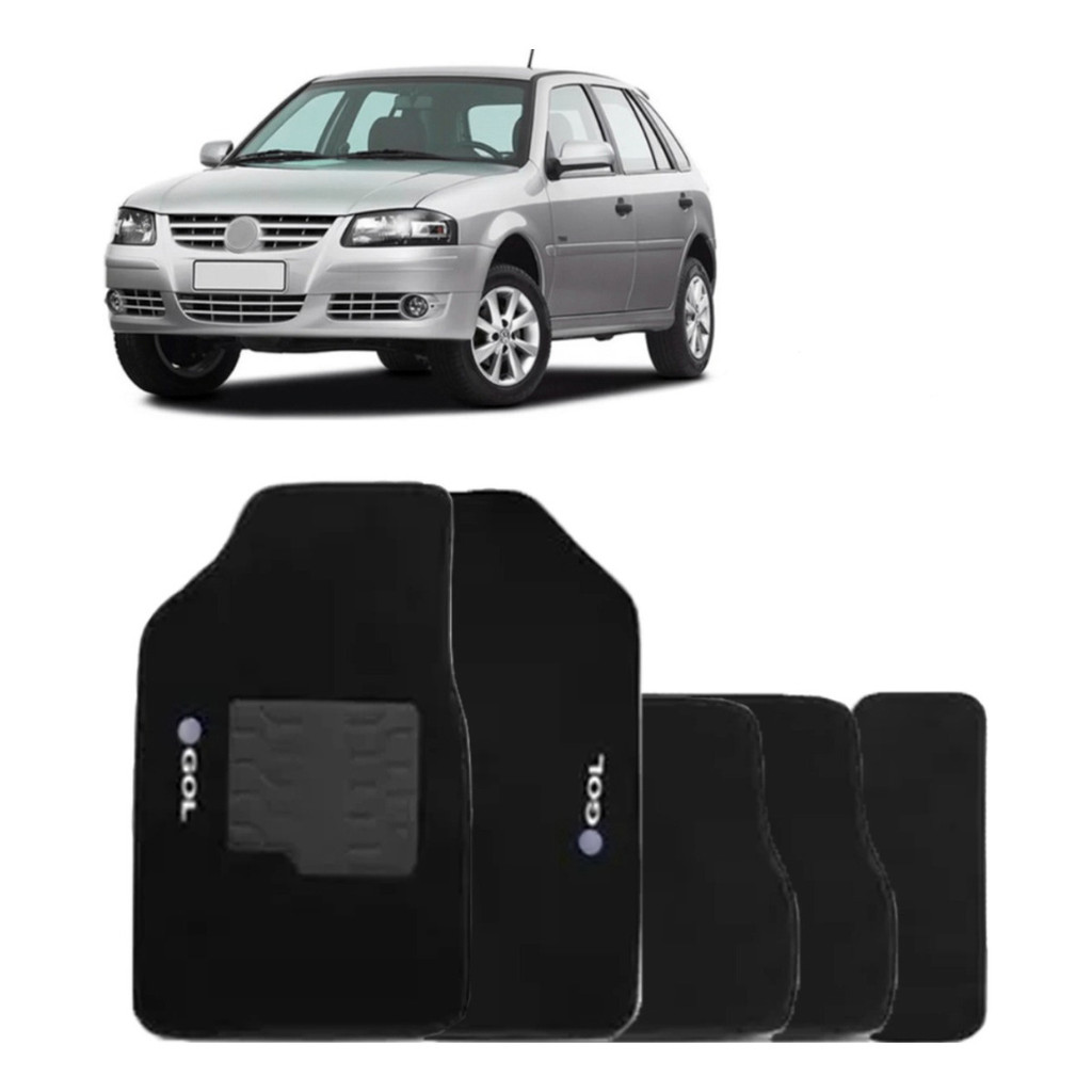 Kit de tapetes 5 peças específico Gol Bola G2 G3 G4 1995 96 97 ... 08 09 2010 Carpete Preto