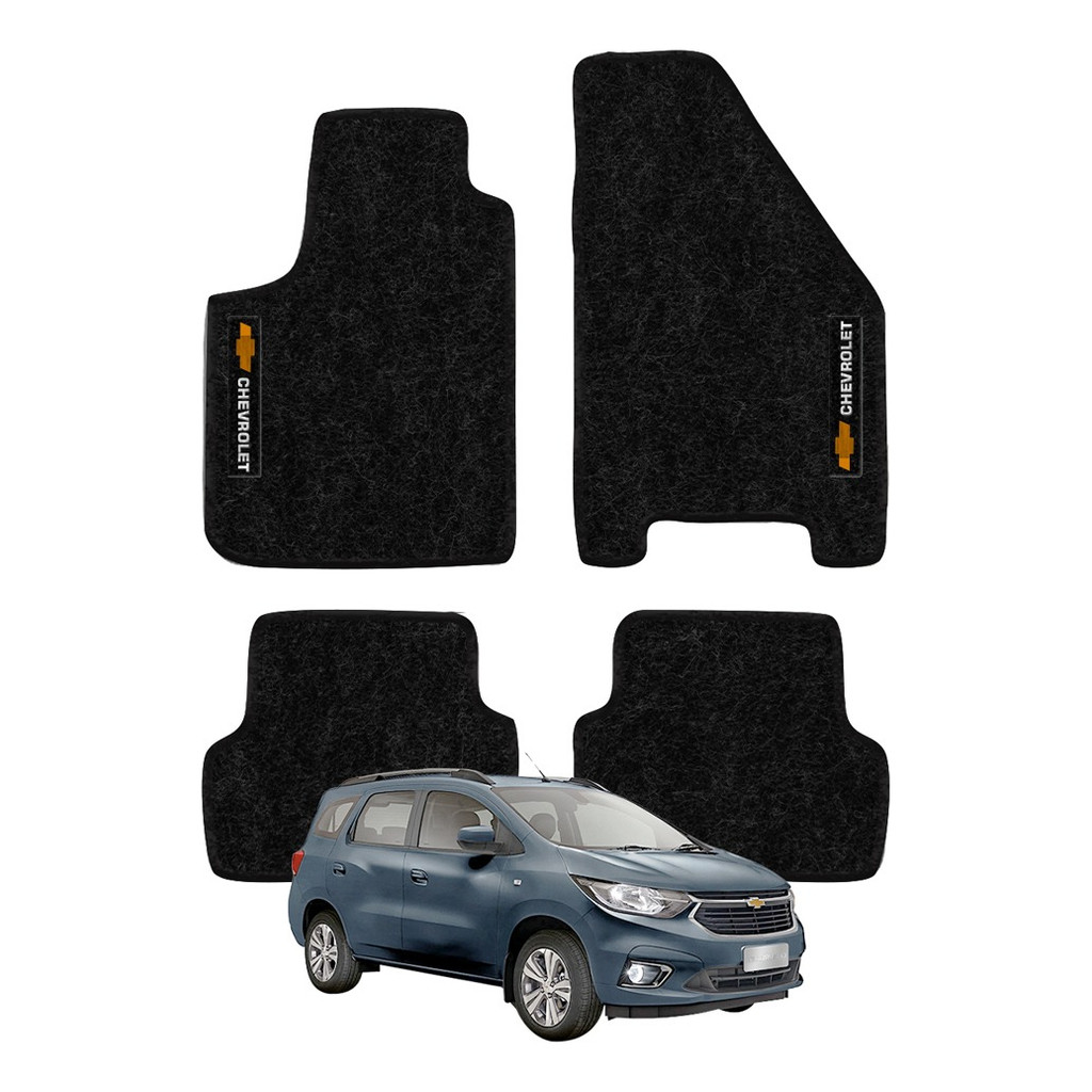 Kit de tapetes 5 peças específico Spin 2012 13 14 ... 16 17 2018 Carpete Preto